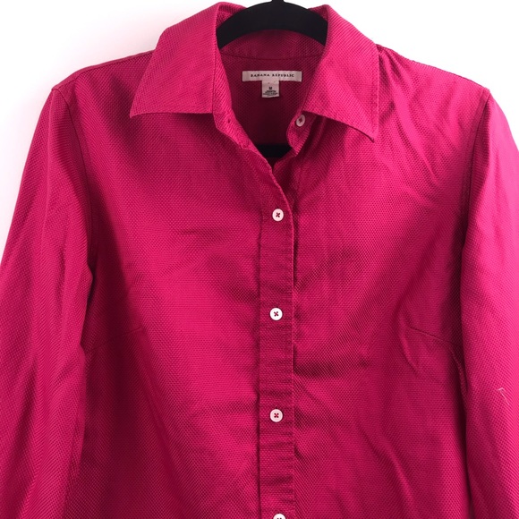 Banana Republic Pink Textured Button Down 254-3 - Picture 2 of 5